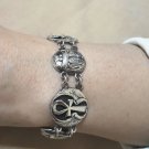 Hallmark Egyptian Silver Cuff Bracelet Ankh key of life scarab and Lotus flower