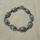 Hallmark Egyptian Art Oxidized Silver Bracelet, Pharos, Scarabs