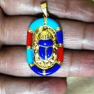 Egyptian Hallmark 18 Kt Gold Charming pendant, Egypt Pharao's Luck Scarab beetel
