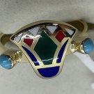 Hallmark 18 K. Gold Ring ancient Egypt Most famous symbols Ankh, Lotus flower,C