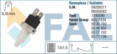 24200 stop light switch OPEL Corsa Kadett Omega Tigra SAAB 900 90059582 8530792