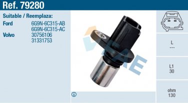 CRANKSHAFT SENSOR 79280 for Land Rover Volvo LR004255 30756106