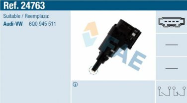 24763 stop light switch for AUDI A3 SEAT SKODA VW Golf Polo Touran 6Q0 945 511