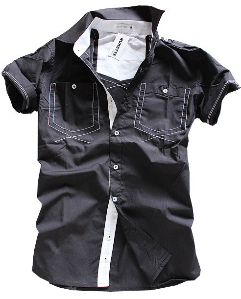 Men's shirt short sleeve in Black Size M