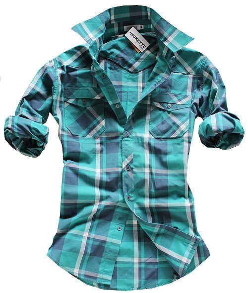 Men's shirt long sleeve in Green Size M