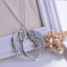 Angel Wings Pendant Silver Long Necklace