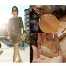 Elegant Lucky Golden Leaf Pendant Includes Necklace Long Sweater Chain