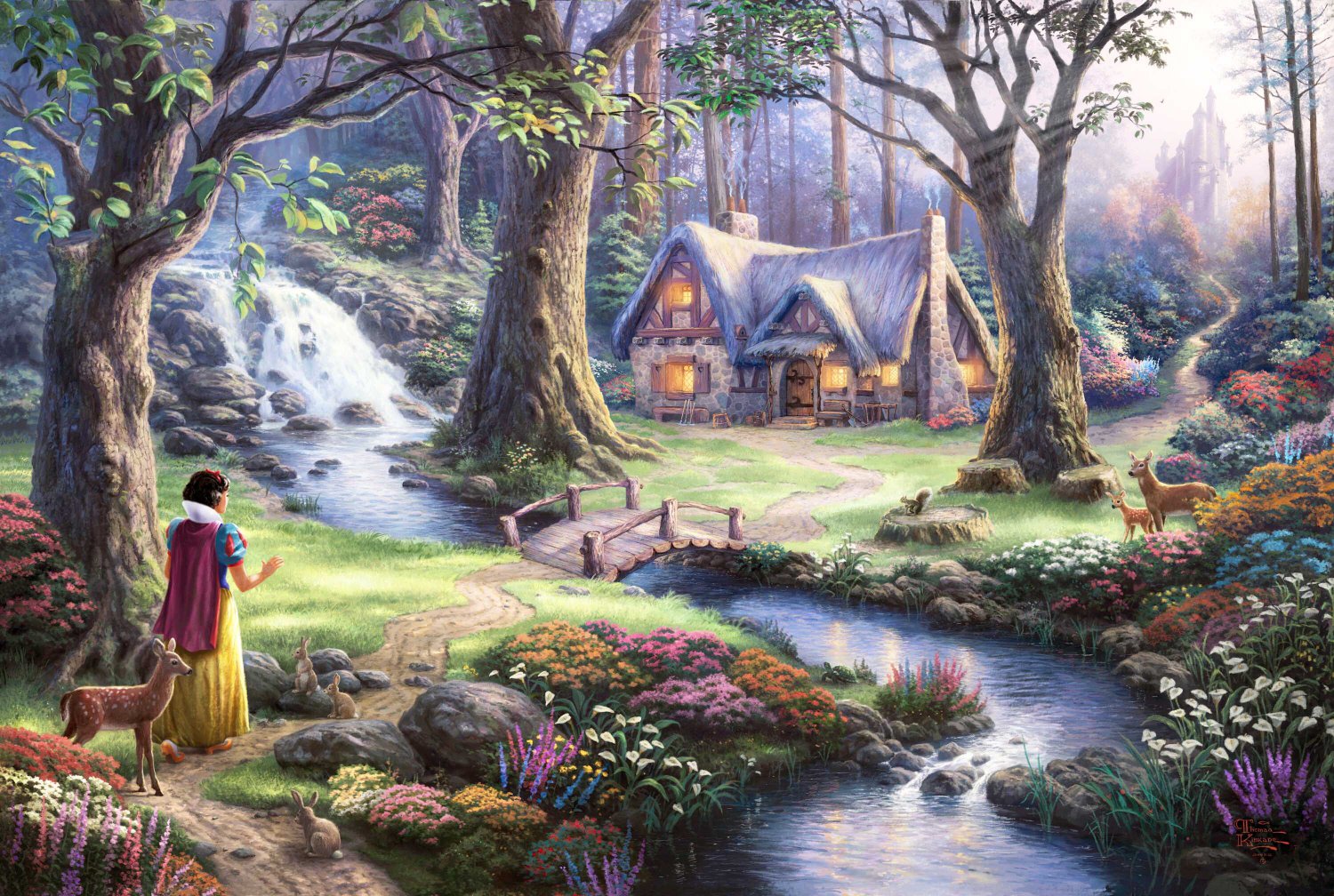 Snow white inspirated to Kinkade Cross Stitch Pattern Pdf 496 * 333 stitches E602