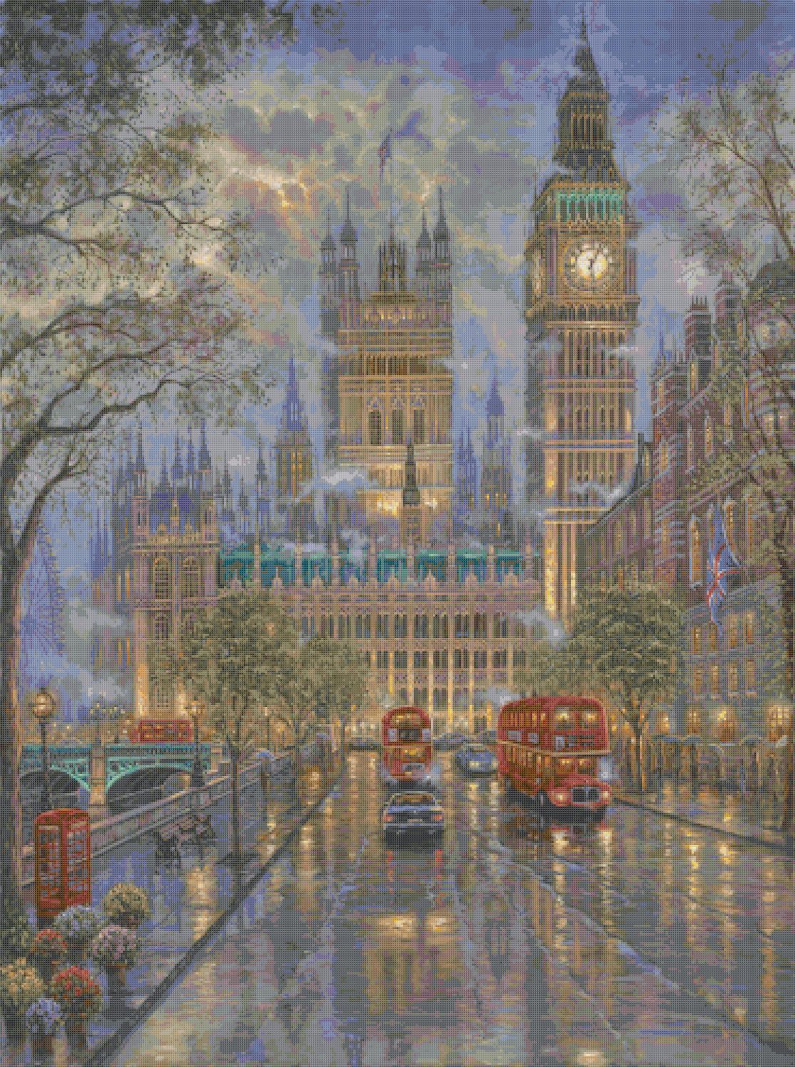 London with Big Ben inspirated to Kinkde Cross Stitch Pattern Pdf 369