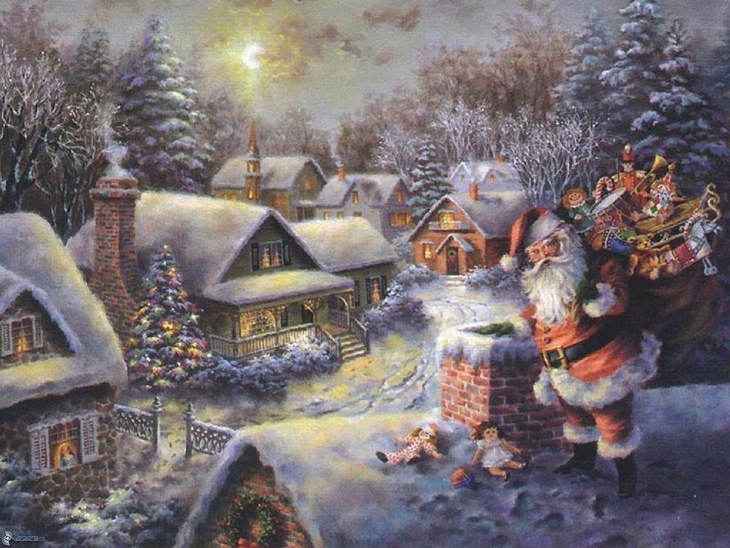 Santa Klaus inspirated to Kinkade Cross Stitch Pattern Pdf 496 * 310 stitches E345