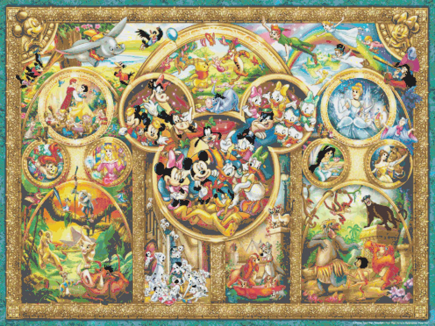 Disney The Best Themes  - stained glass - 35.43" x 26.57" - Cross Stitch Pattern Pdf E678_1