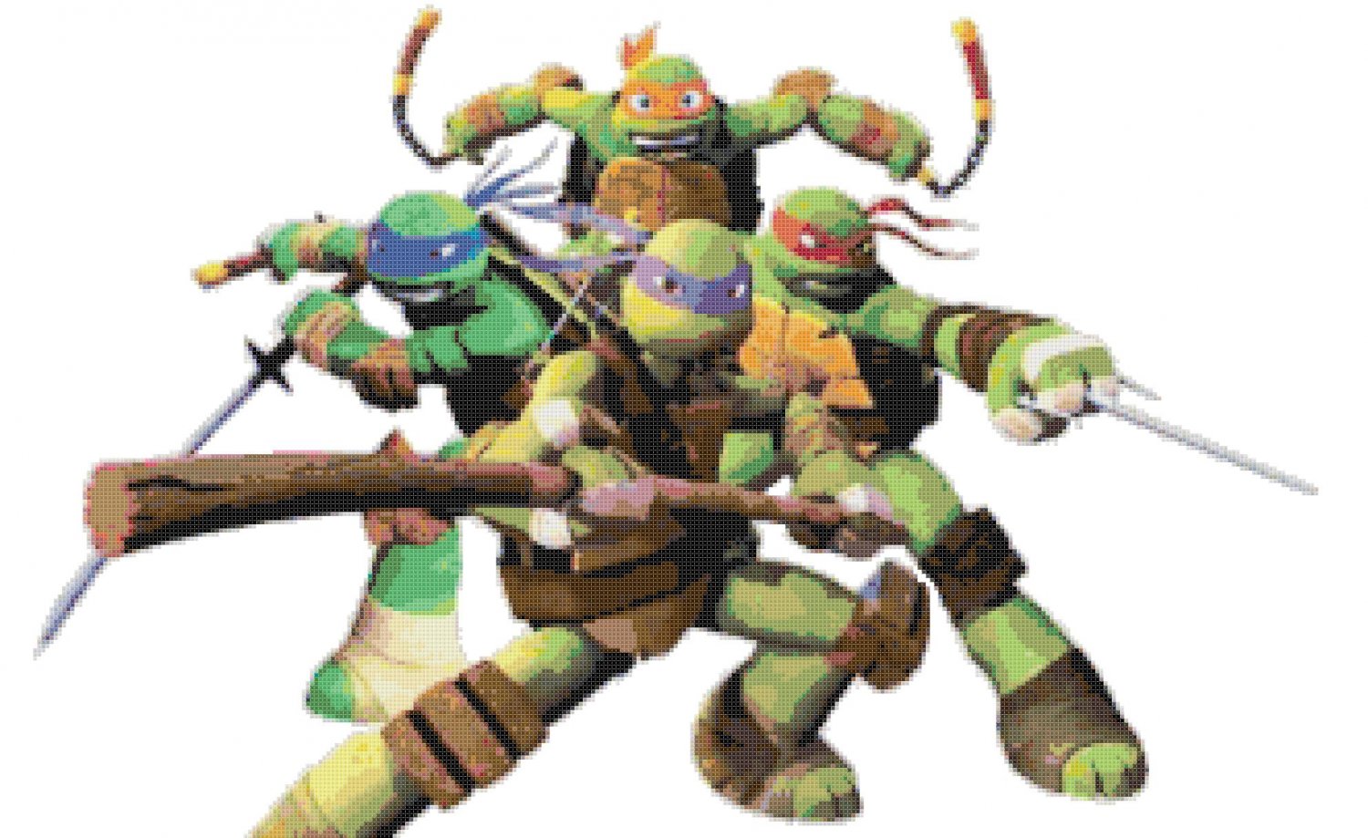 Counted Cross Stitch pattern ninja turtles superheroes 313 * 202 stitches E772