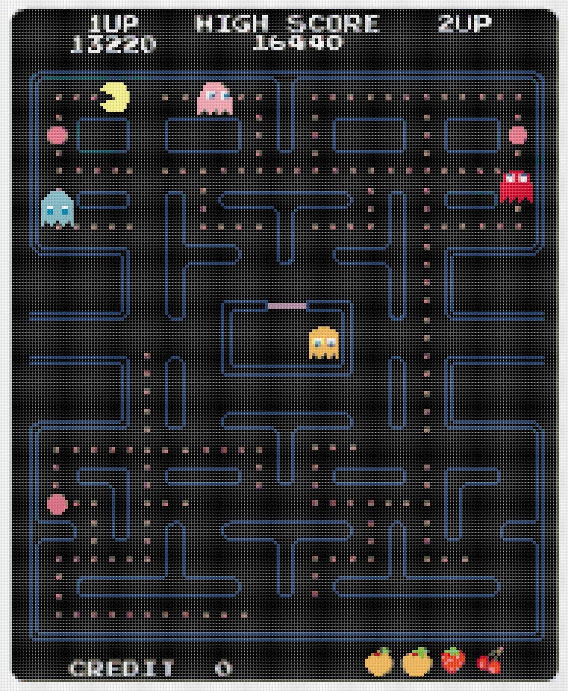 PacMan level - 13.79" x 16.79" - Cross Stitch Pattern Pdf E800