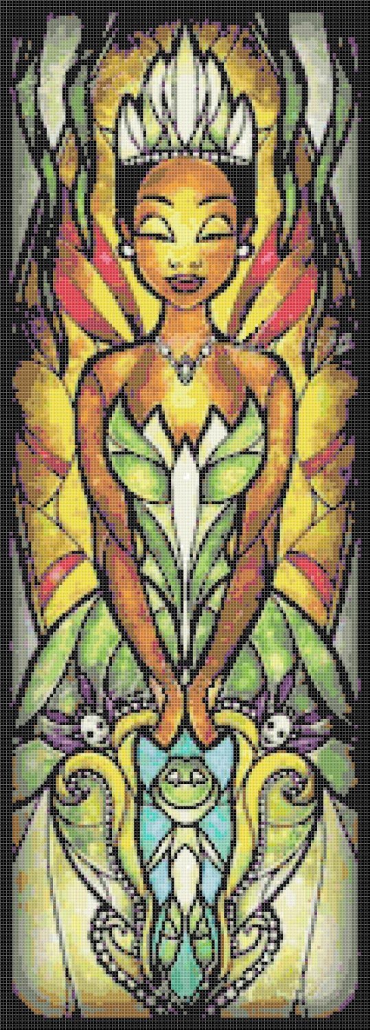 Princess and the frog stained glass - 8.50" x 23.64" - Cross Stitch Pattern Pdf E785