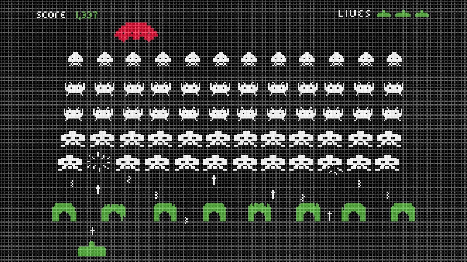 Space invaders level - 23.64" x 13.29" - Cross Stitch Pattern Pdf E803