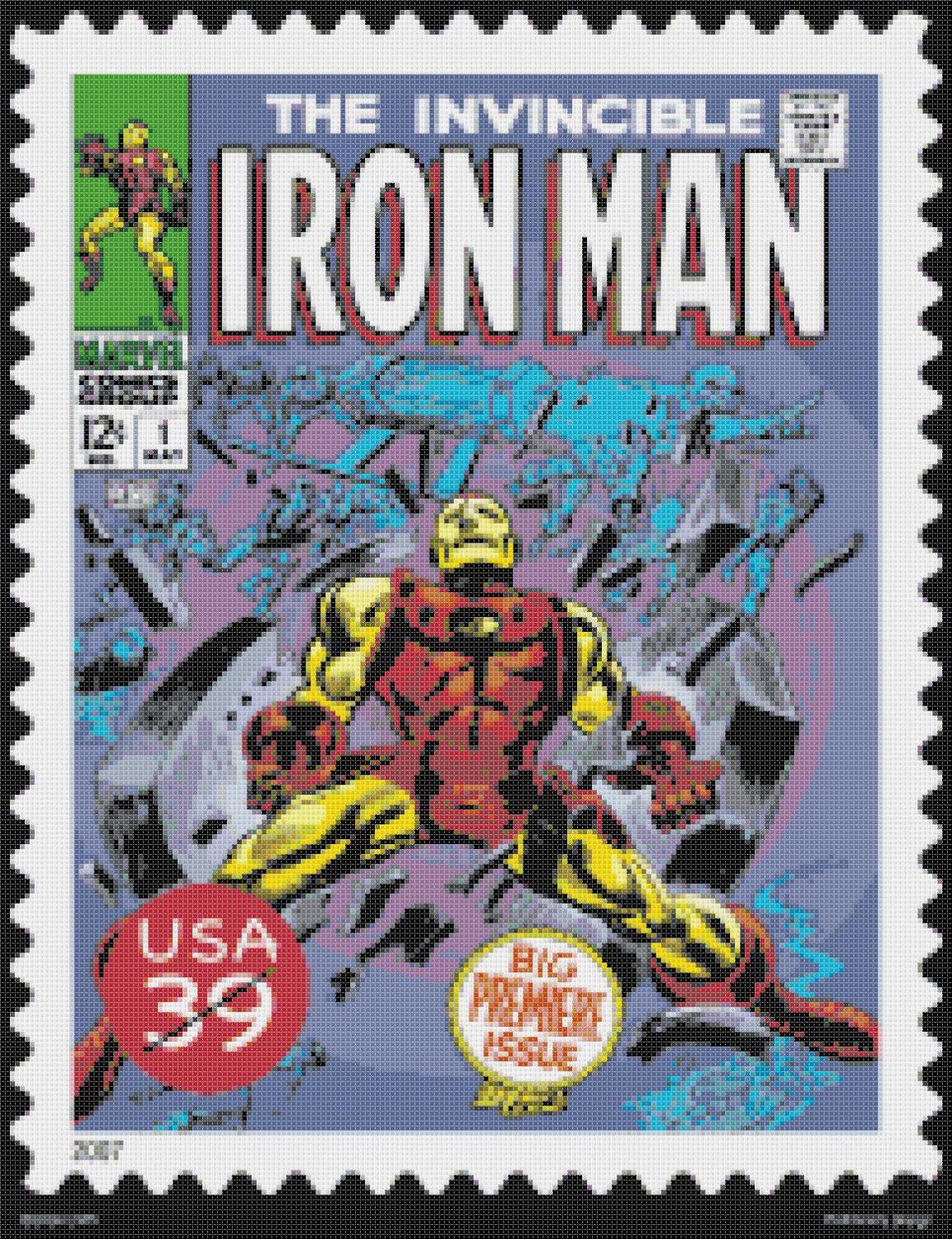 Iron man stamp - 13.79" x 17.93" - Cross Stitch Pattern Pdf E816