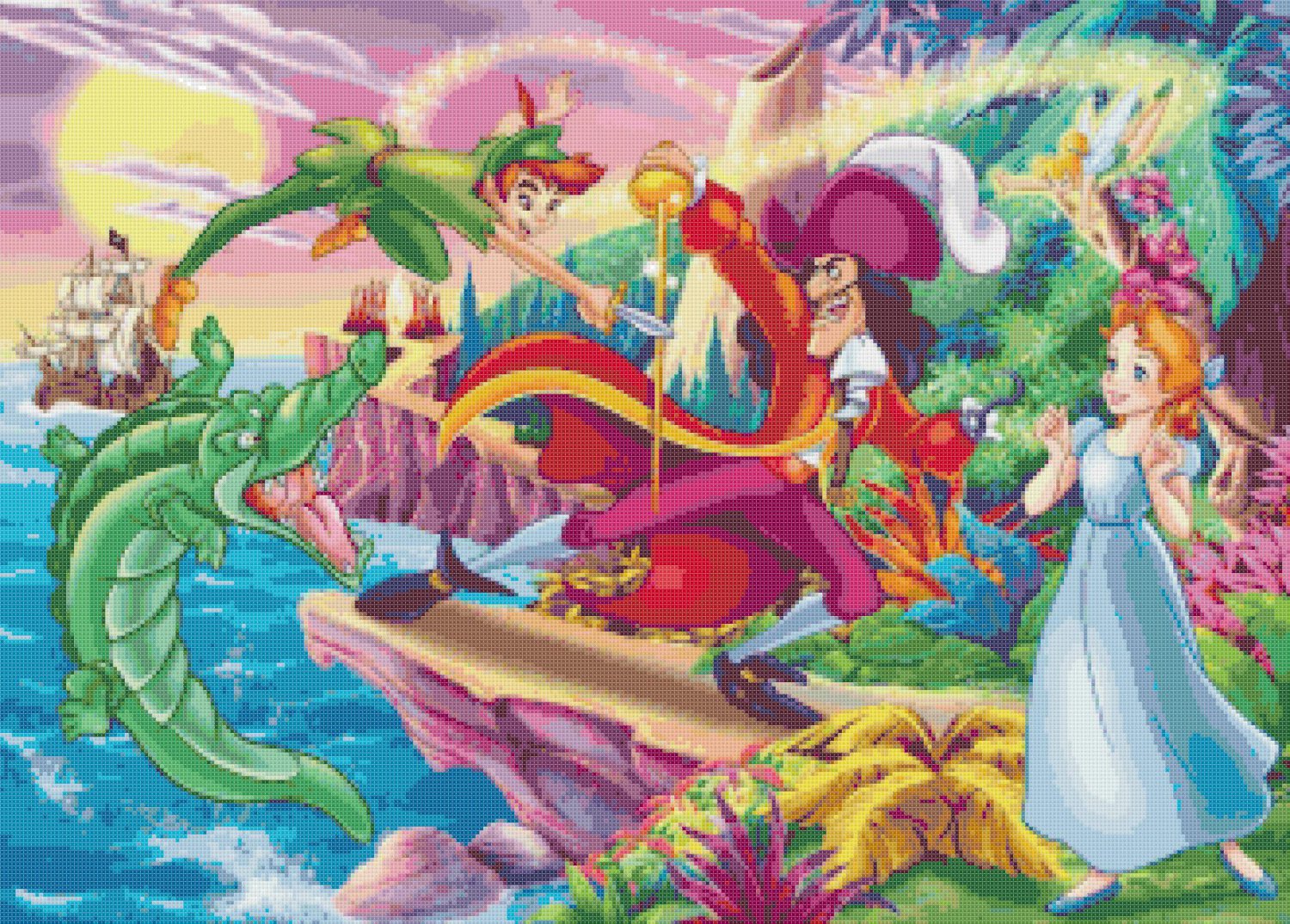 counted cross stitch pattern peter pan in neverland 331x237 stitches E852