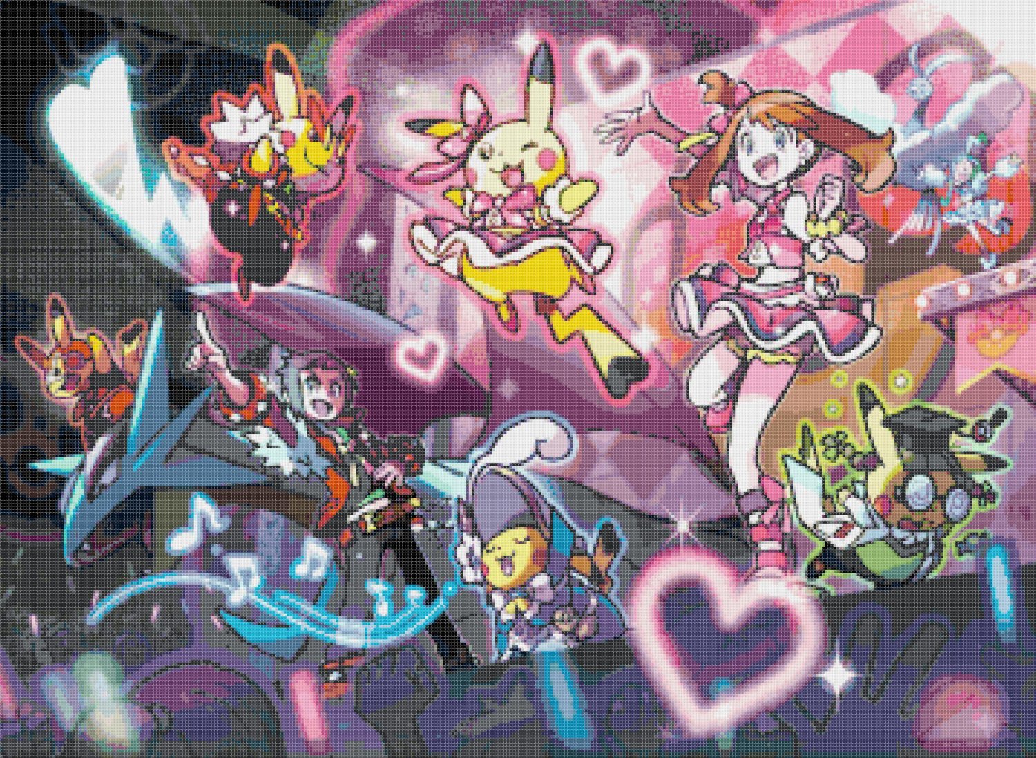 Pokemon ORAS Contest - 25.57" x 18.71" - Cross Stitch Pattern Pdf E854