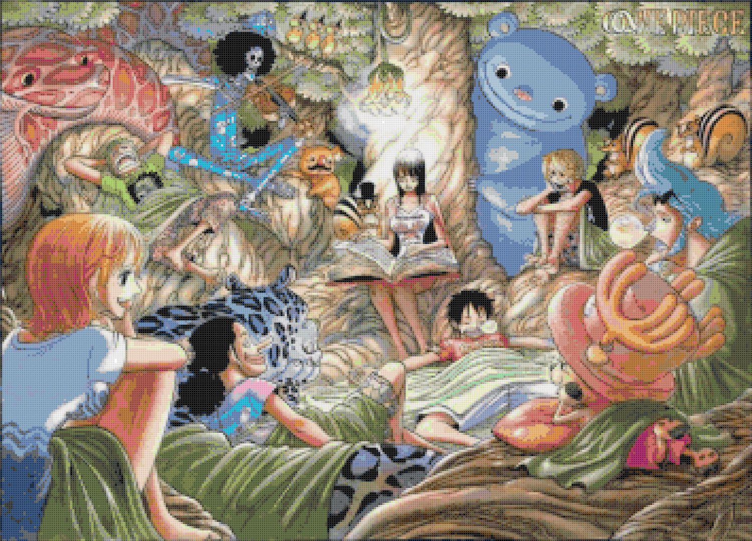Counted Cross stitch pattern One piece manga Anime 354*255 stitches E968