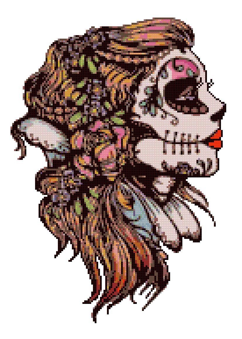 Sugar Skull dead girl - 8.79" X 12.43" - Cross Stitch Pattern Pdf E1181
