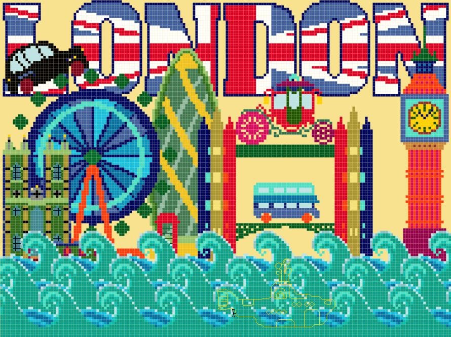 london mini nice city - 178 x 133 stitches - Cross Stitch Pattern Pdf E1268