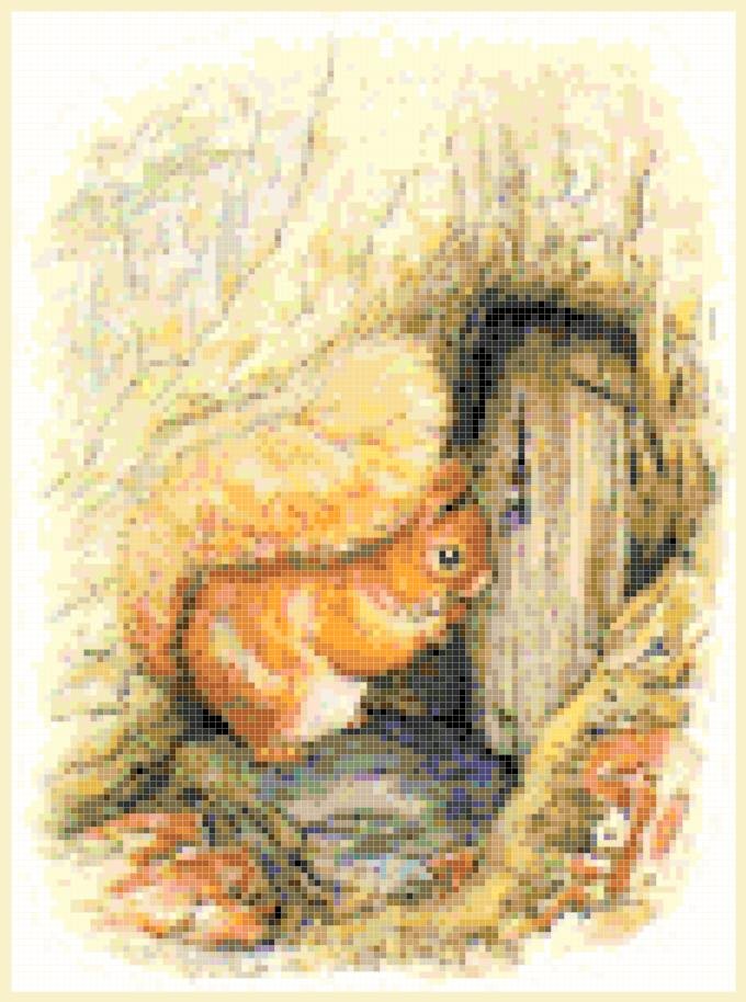Squirrel nutkin by beatrix potter - 7.87" x 10.62" - Cross Stitch Pattern Pdf E1299