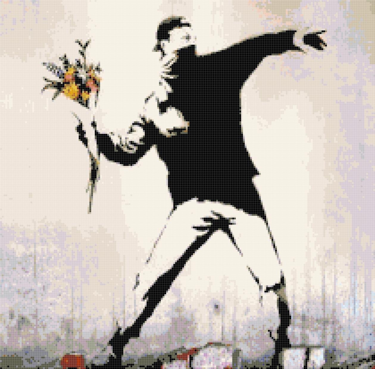Banksy - street art - 15.00" x 14.79" - Cross Stitch Pattern Pdf E1306