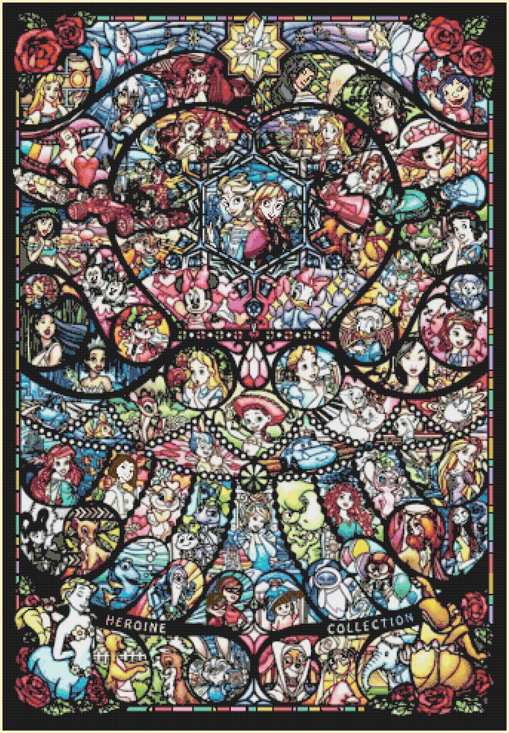 Disney heroine pattern glass Cross Stitch Pattern pdf  - 24.29" x 35.00" - E1350