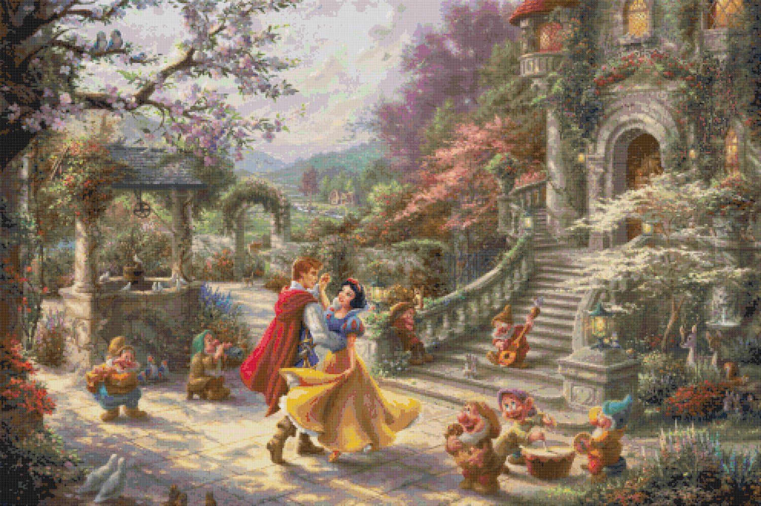 Snow White cross stitch pattern Kinkade Cross Stitch 496 * 330 stitches E1616