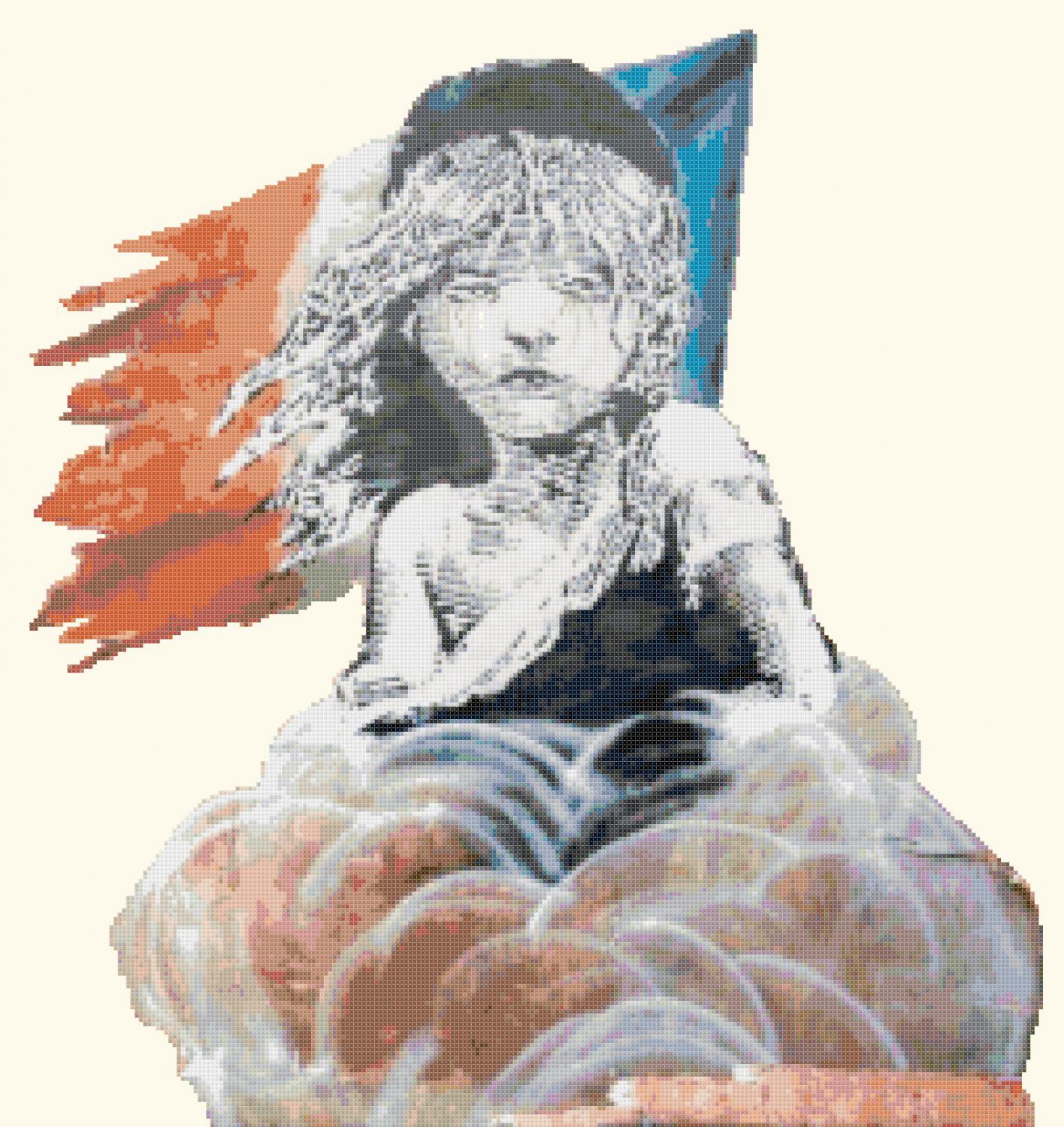 French girl by banksy Cross Stitch Pattern street art - 18.07" x 19.14" - E1652