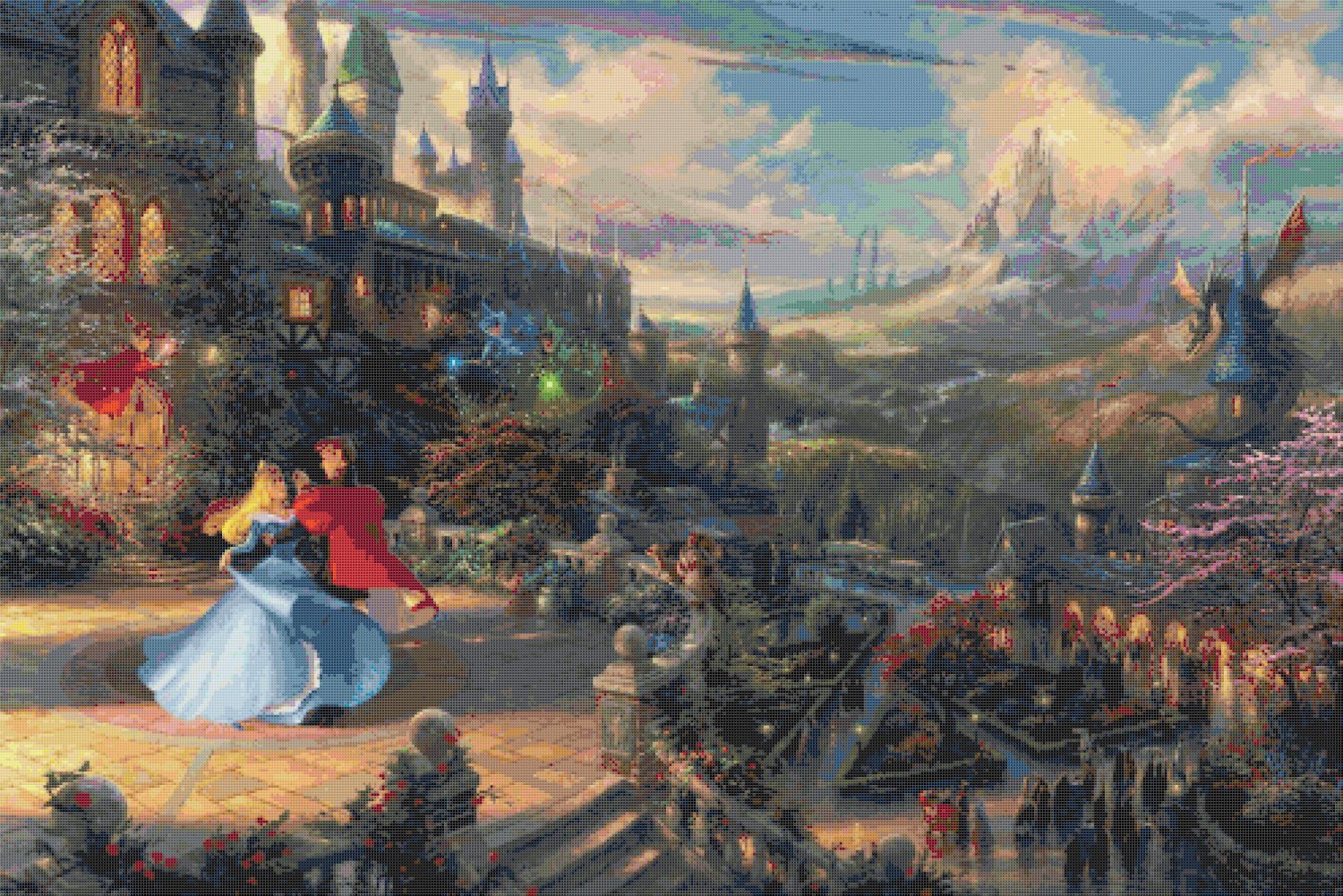 sleeping beauty Counted Cross Stitch Kinkade pattern - 35.43" x 23.64" - C1907