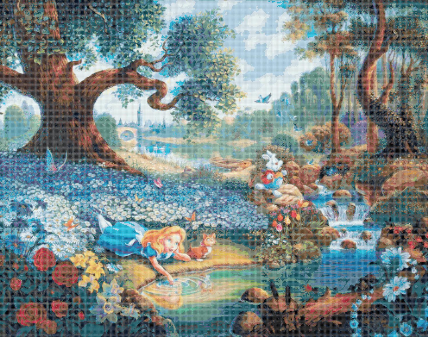 counted Cross Stitch alice in wonderland Kinkade - 35.43" x 27.93" - C1924