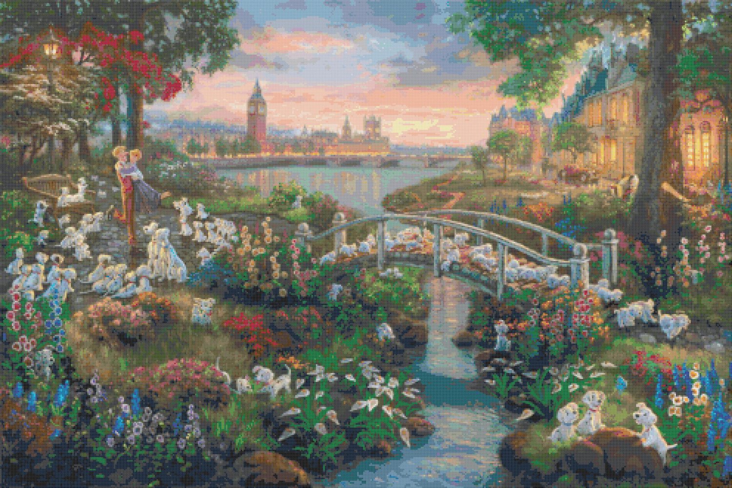 Counted Cross Stitch 101 dalmatians Kinkade - 35.43" x 23.64" - C1926