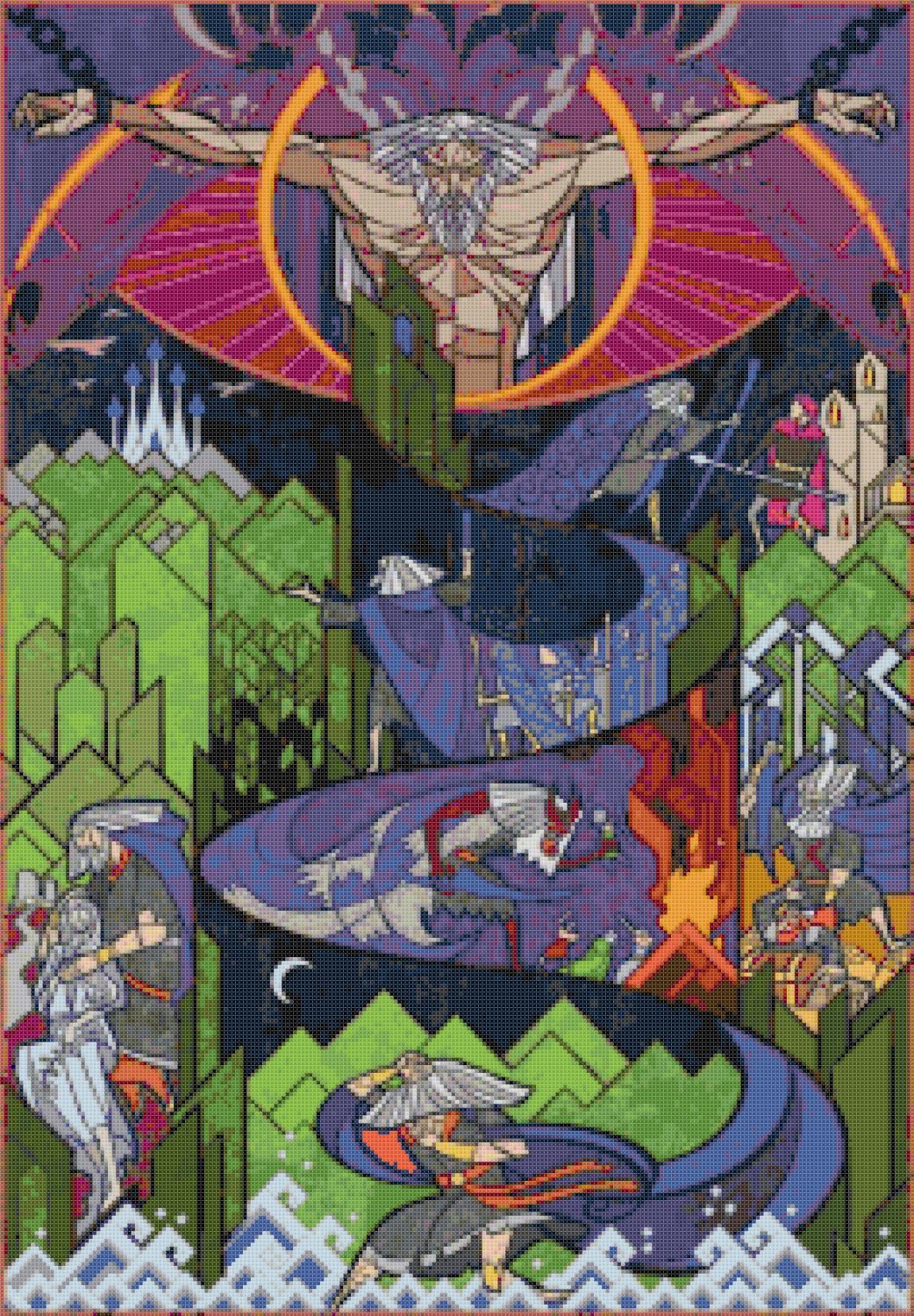 LOTR an WOW - 16.93" x 24.36" - Cross Stitch Pattern Pdf E1655