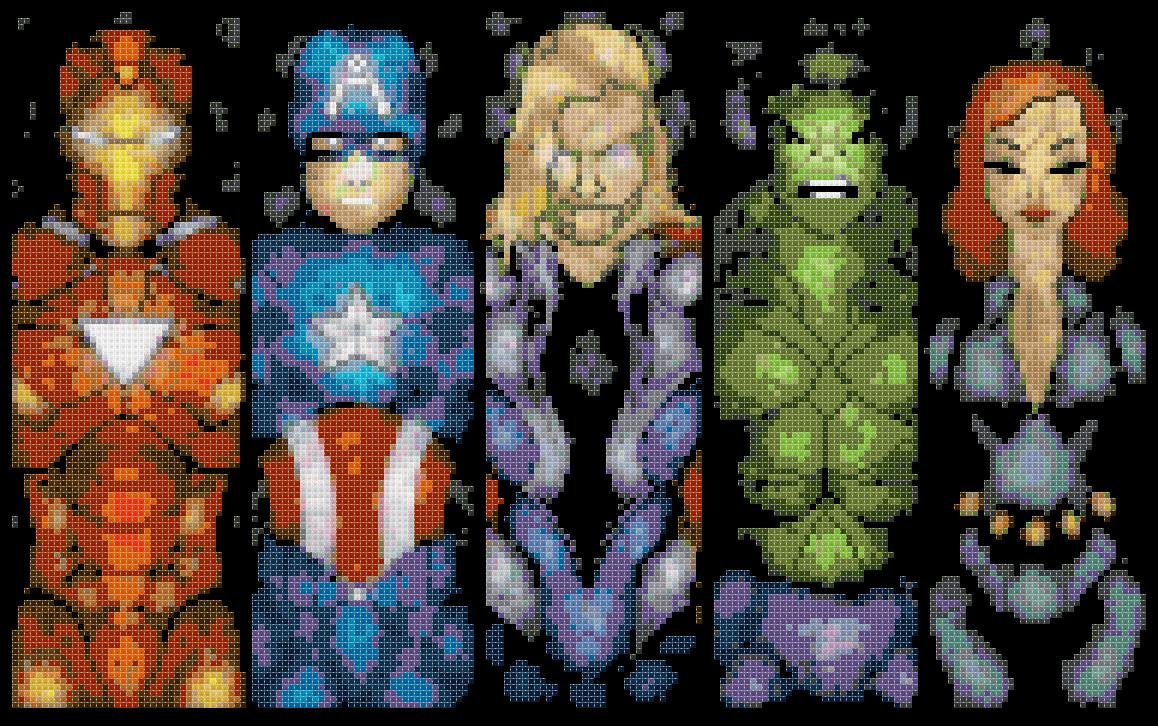Marvel superheroes stained glass - 13.79" x 8.64" - Cross Stitch Pattern Pdf E1670