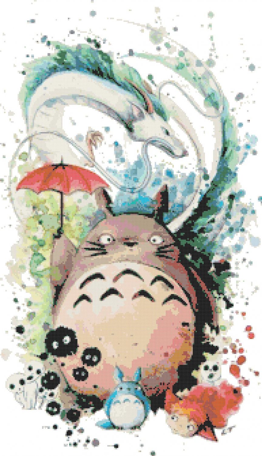 My Neighbor Totoro of Hayao Miyazaki - 13.79" x 23.93" - Cross Stitch Pattern Pdf E1941
