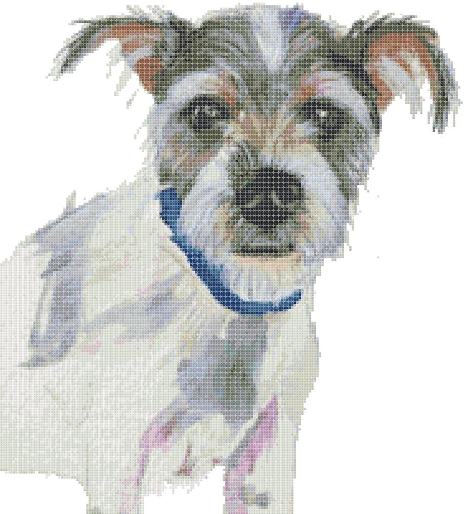 watercolor pet dog Counted Cross Stitch pattern - 13.07" x 14.43" - E1971