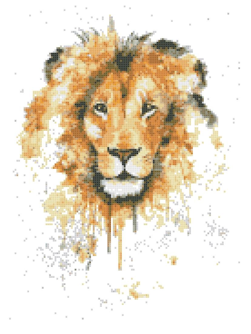 Counted Cross Stitch pattern watercolor lion head pdf 127 * 173 stitches E1502