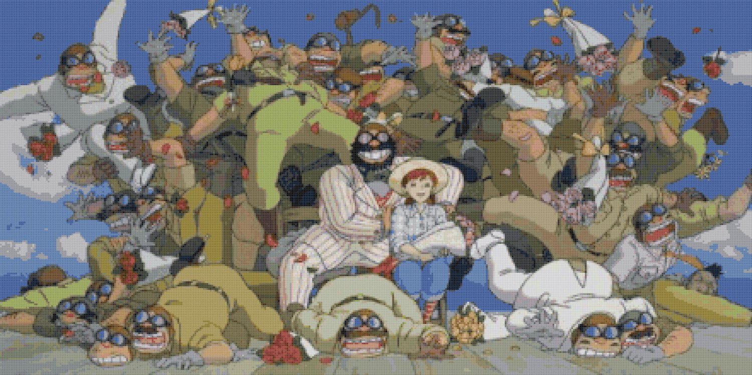 counted Cross stitch pattern Porco rosso Miyazaki 386 * 289 stitches E572
