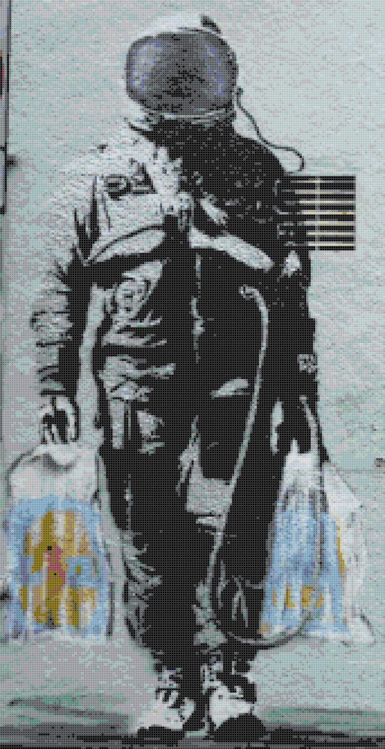 astronaut nasa  Banksy Counted Cross Stitch street art pattern 171 * 332 stitches E1792