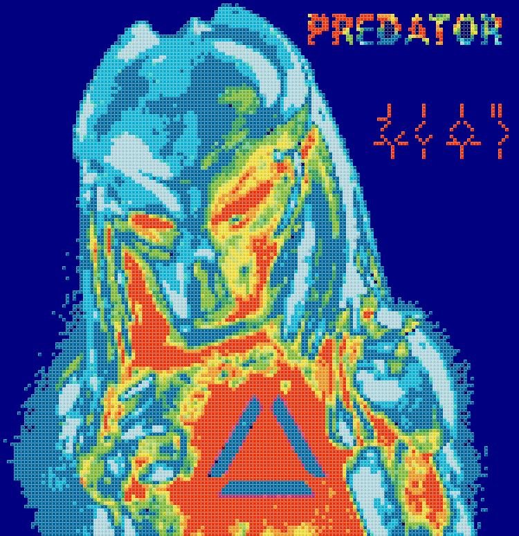 counted Cross Stitch Pattern predator movie logo 146x154 stitches E1892