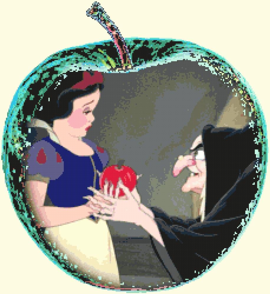counted cross stitch pattern Snow white in the apple pdf 227*248 stitches E2148