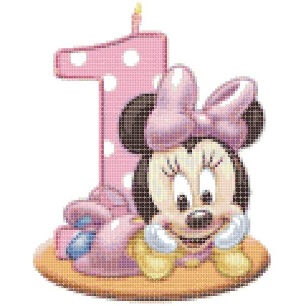 Counted Cross Stitch little lady mouse 1st birthday 94x119 stitches E252