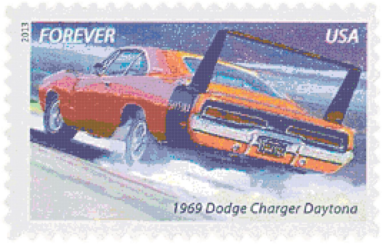 Counted Cross Stitch pattern muscle car dodge charger daytona 268x171 stitches E2073