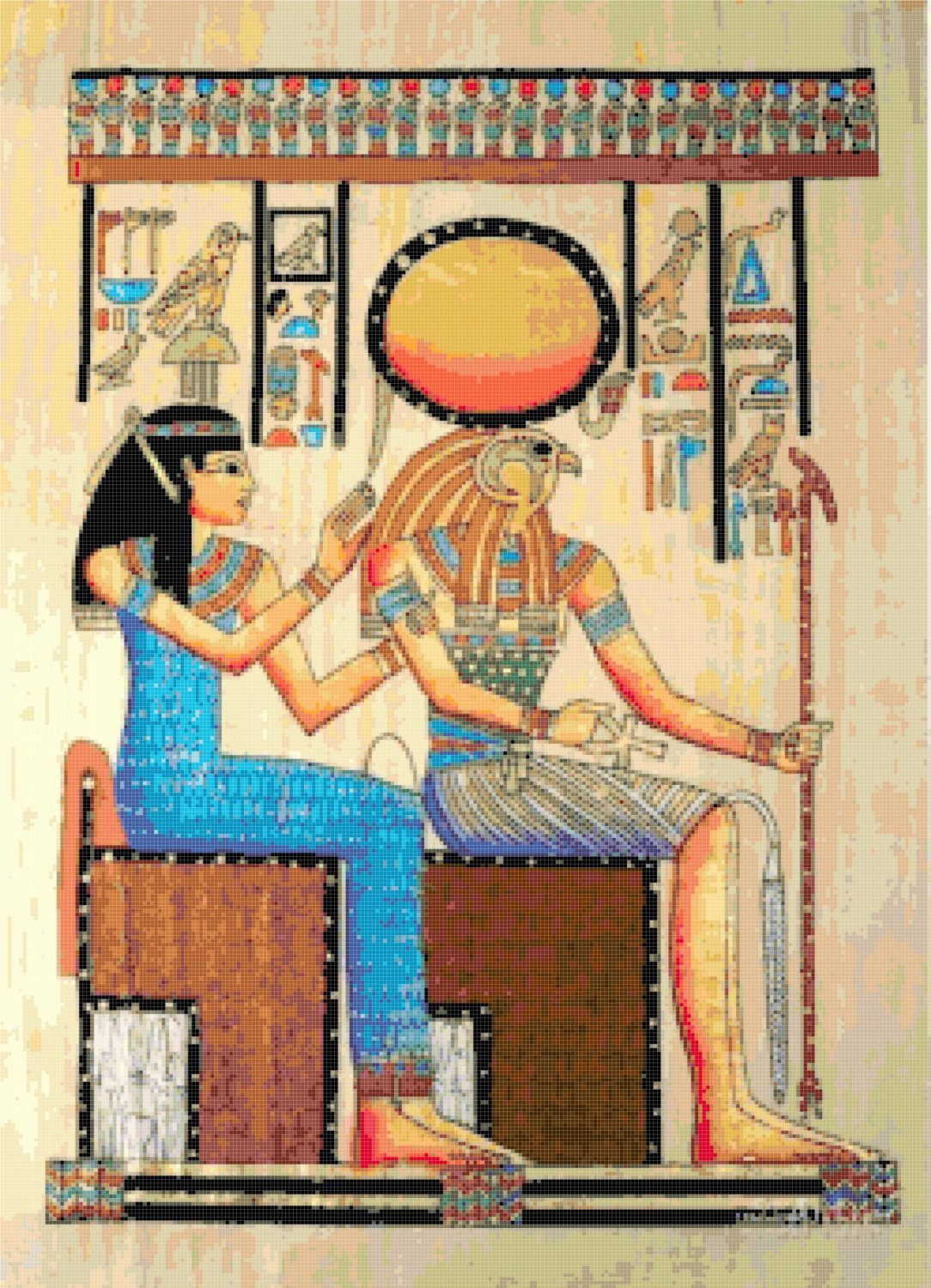 counted cross stitch pattern Horus queen egyptian papyrus 248*343 stitches E961