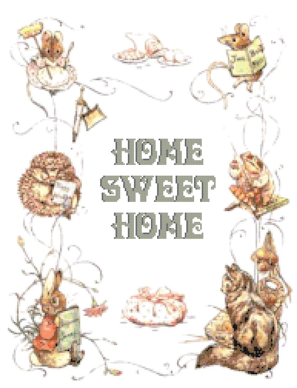 counted cross stitch pattern Home sweet home potter pdf 185x237 stitches E1155