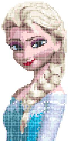 counted cross stitch pattern Princess Elsa pose pdf chart 46x98 stitches E579