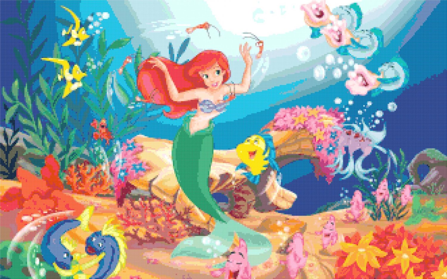 Counted cross stitch pattern Ariel mermaid princess 331*207 stitches E949