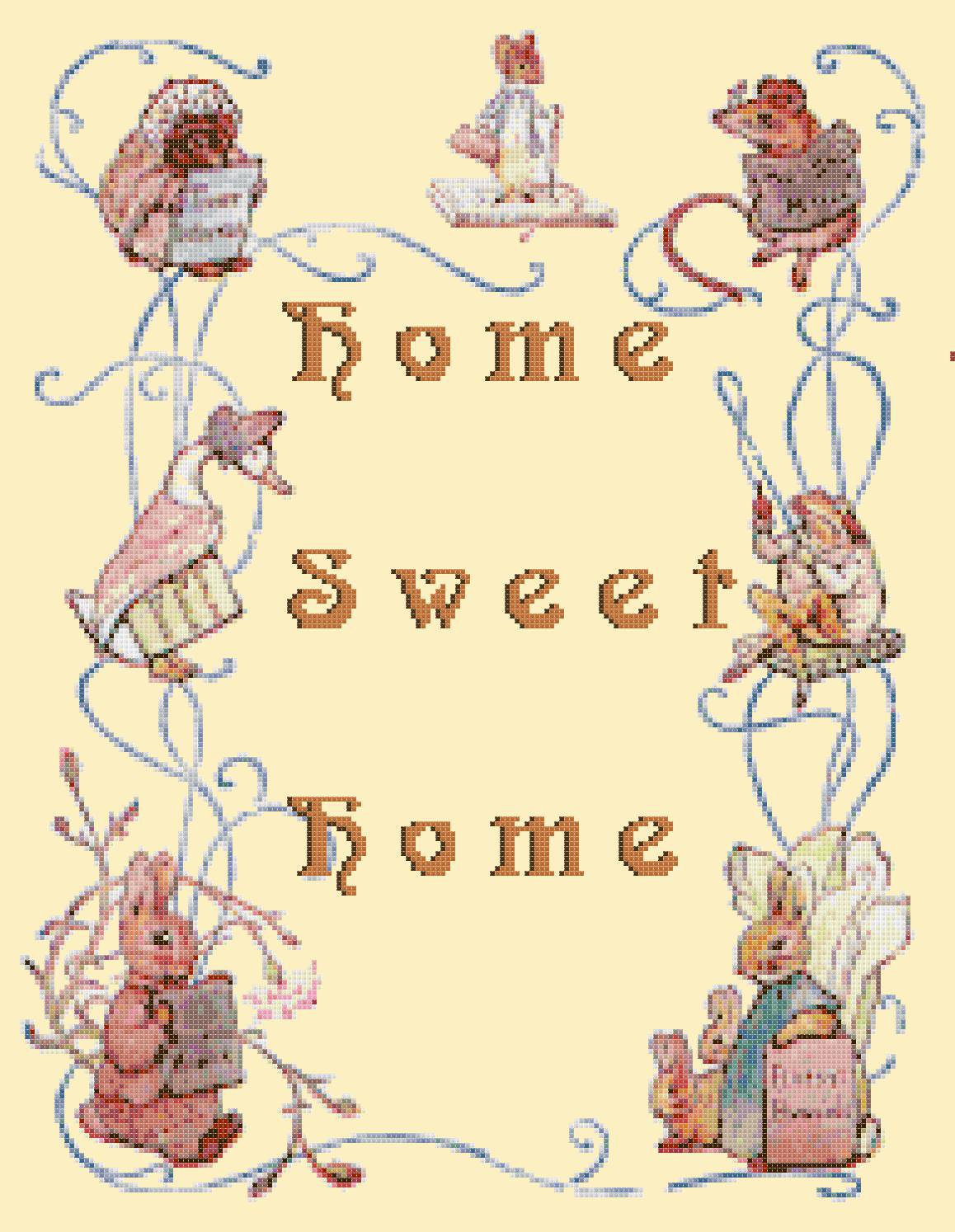 counted cross stitch pattern Home sweet home potter pdf 279x237 stitches E1241