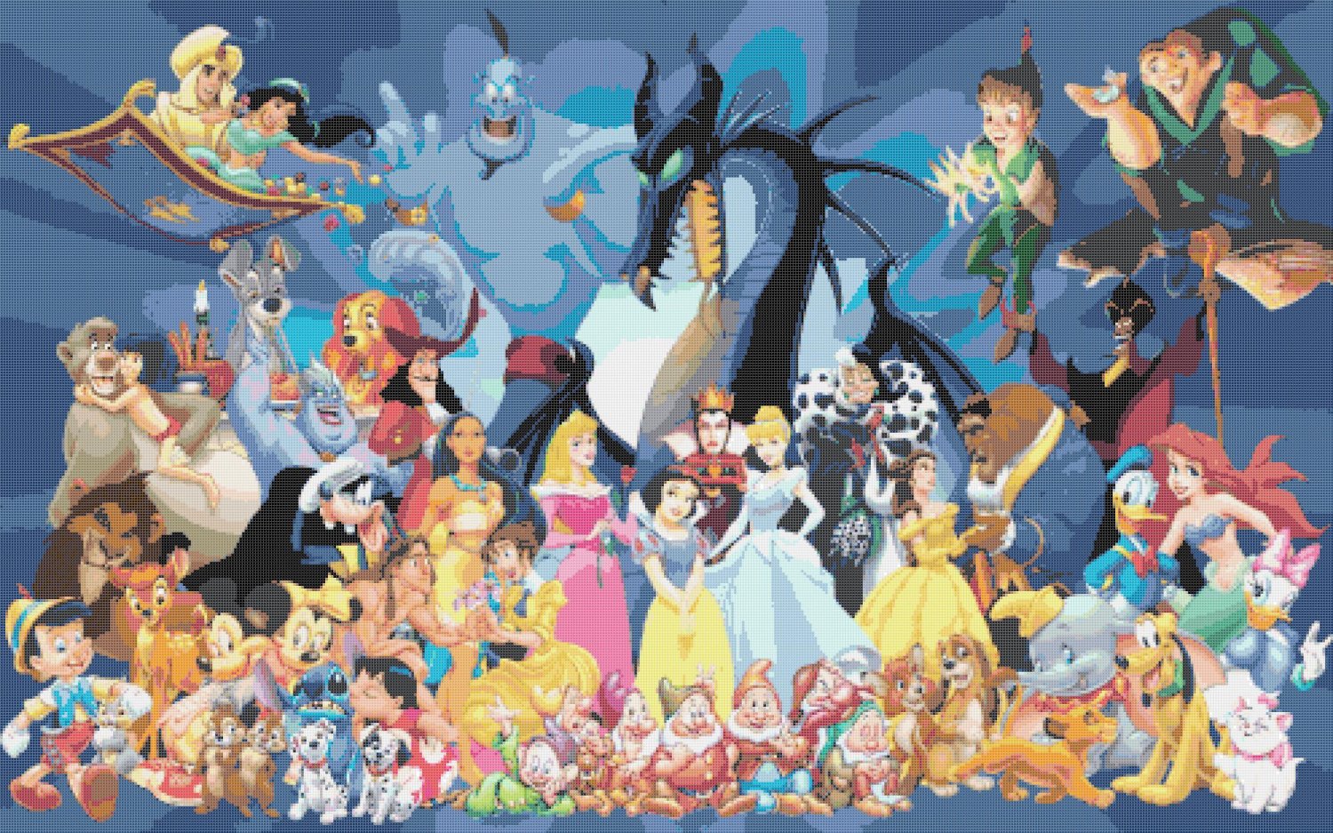 counted cross stitch pattern all characters of disney 496*496 stitches E008